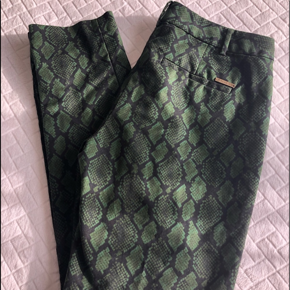 Michael Kors Green Black Python Print Pants - image 2